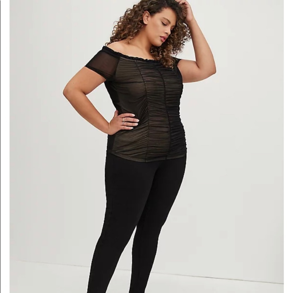 Torrid off shoulder mesh black top
